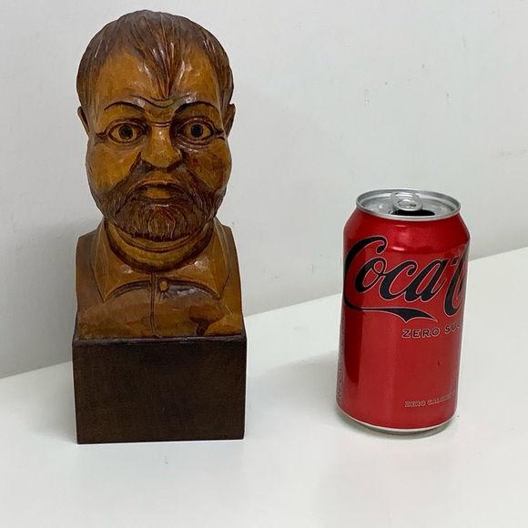 Vintage Hand Carved Wooden Spanish Sancho Panza Don Quixote Bust Statue - Picture 14 of 16